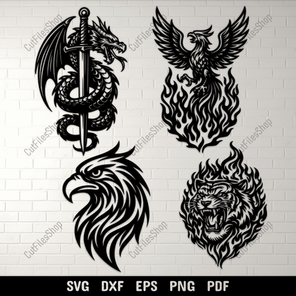 Tribal Animals Dxf Svg files for CNC, Laser, Cricut and Sublimation