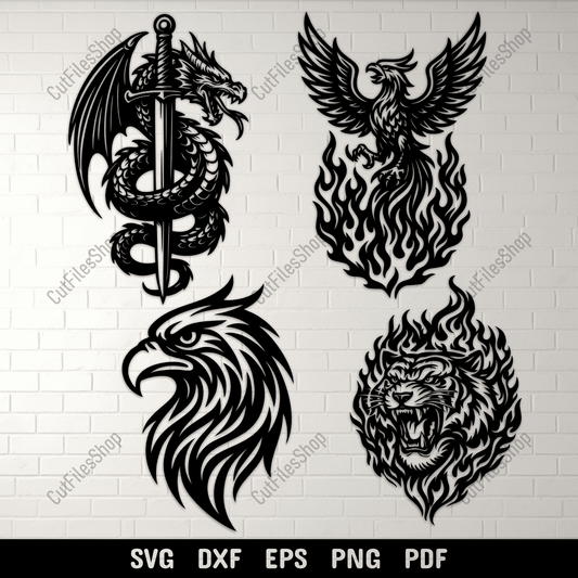 Tribal Animals Dxf Svg files for CNC, Laser, Cricut and Sublimation