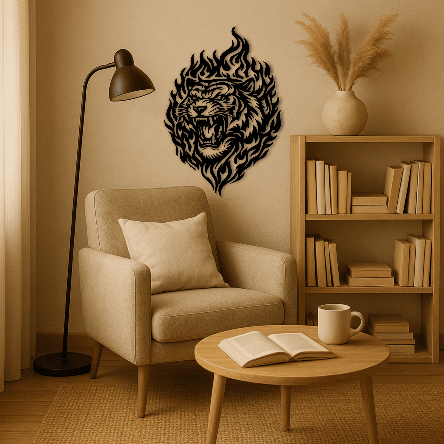 Roaring tribal tiger black and white SVG