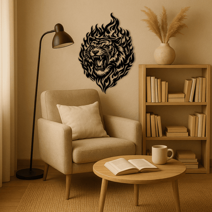 Roaring tribal tiger black and white SVG