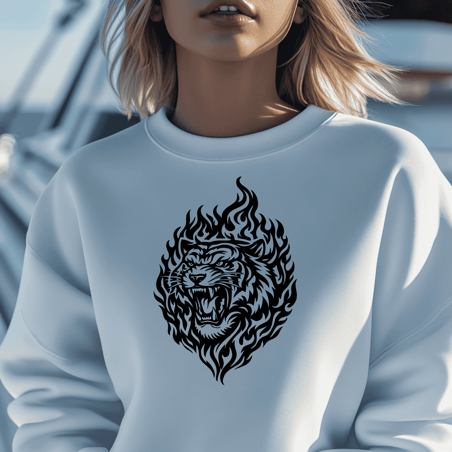 Roaring tribal tiger black and white SVG for T-shirt design