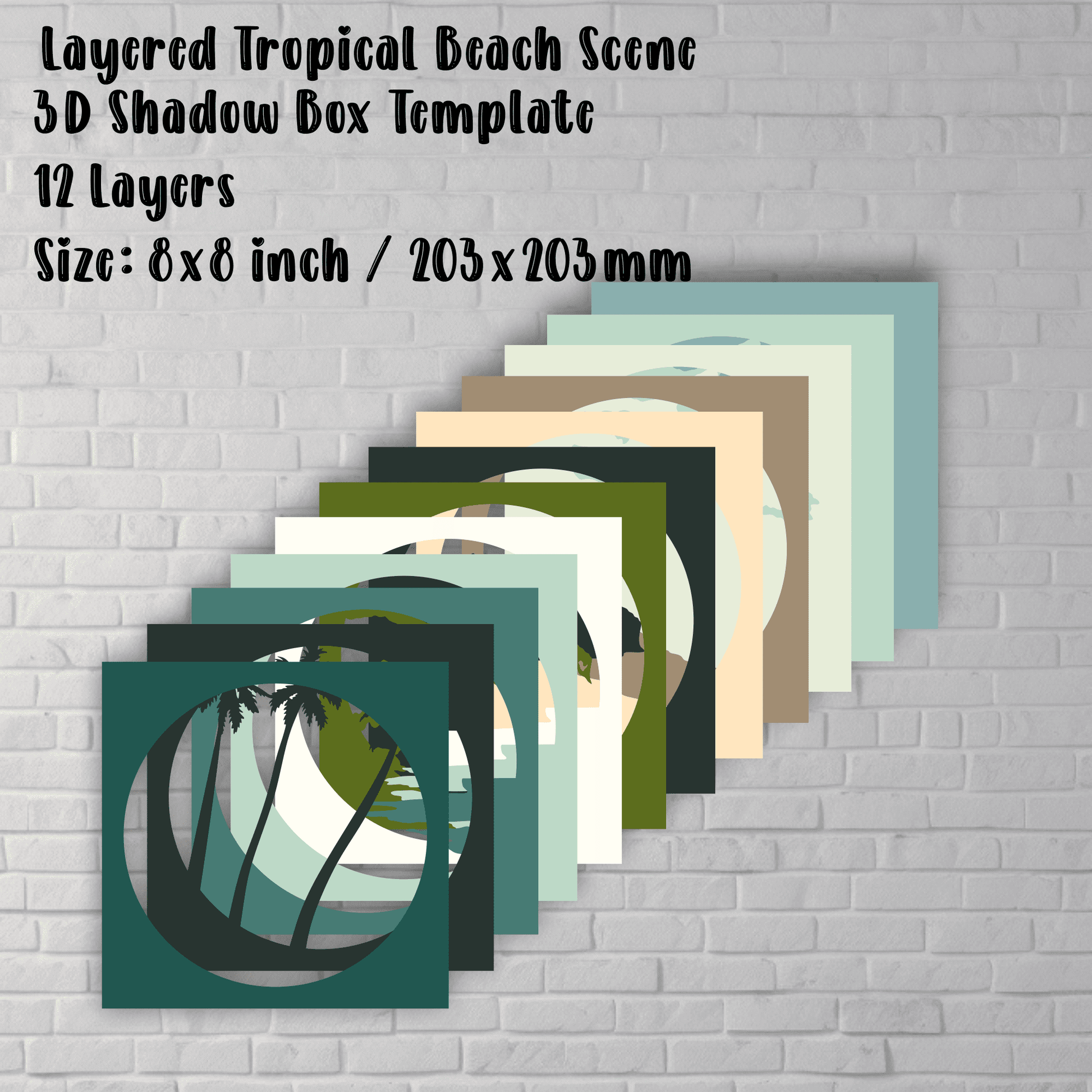 Sea scene 3d layered cut files for cricut, silhouette, cardstock svg, dxf for laser cut, glowforge svg, instant download