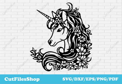 Flower unicorn svg for cricut, cute unicorn png for sublimation, pdf for printing, dxf for laser cutting, cute svg files, free download dxf files, laser cut svg, digital print design, unicorn t shirt design, craft machine files, cricut joy files, silhouette studio files