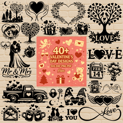 Valentines Day SVG DXF EPS PNG bundle for Cricut, laser cutting, CNC and sublimation
