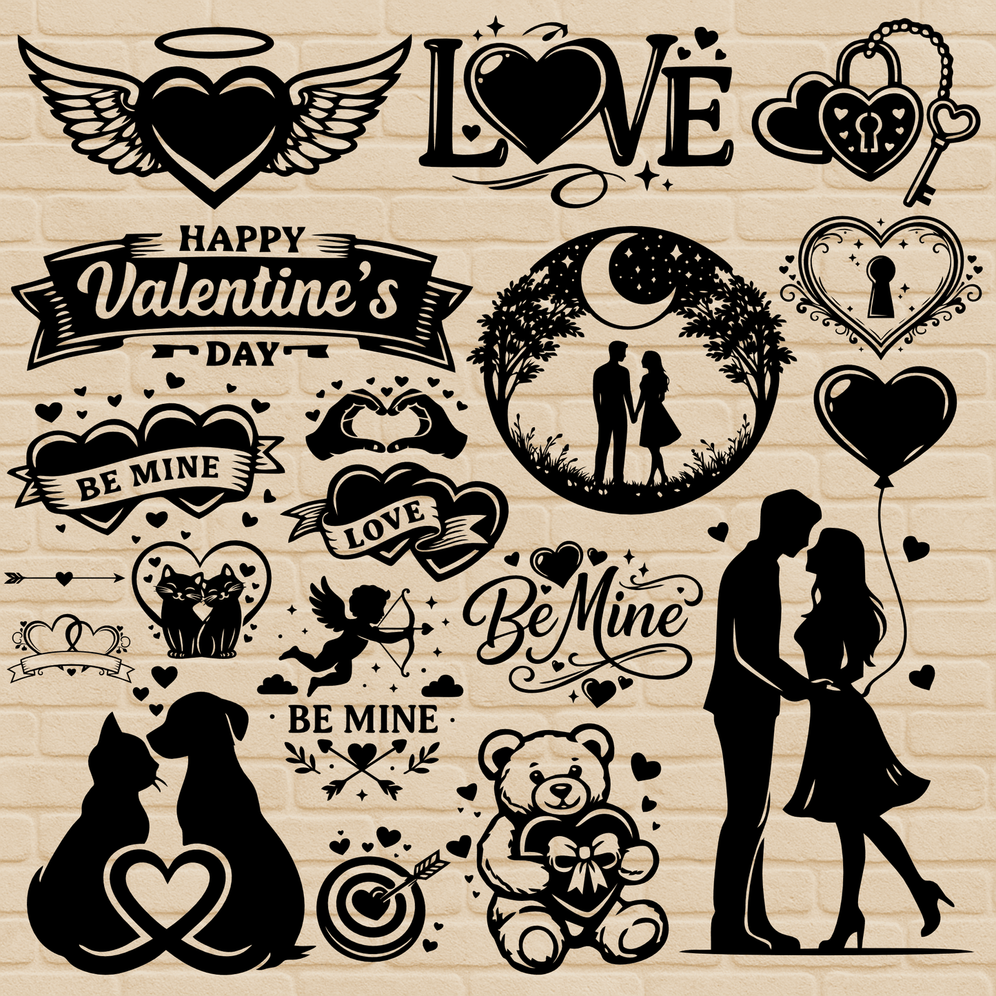 Valentine sign designs SVG DXF for laser cutting and CNC projects
