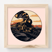 Load image into Gallery viewer, 3d Layered Vintage train svg, 3d light box svg, download paper craft files, svg for cricut, dxf for silhouette studio, dxf for laser, 3d vintage train sgadow box
