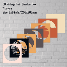 Load image into Gallery viewer, 3d vintage train, 3d shadow box layered svg files, 3d template svg, 3d paper cut, multilayer svg, cardstock svg, paper cut template
