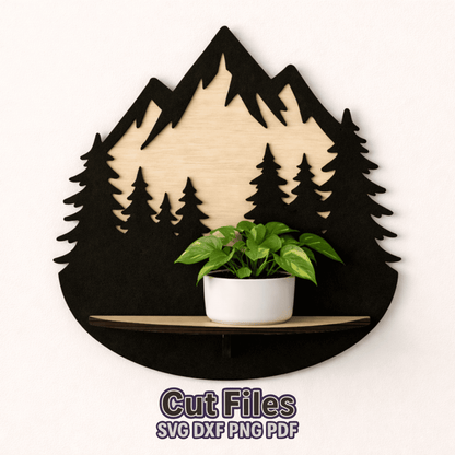 mountain shelf svg glowforge laser cut plywood wall shelf