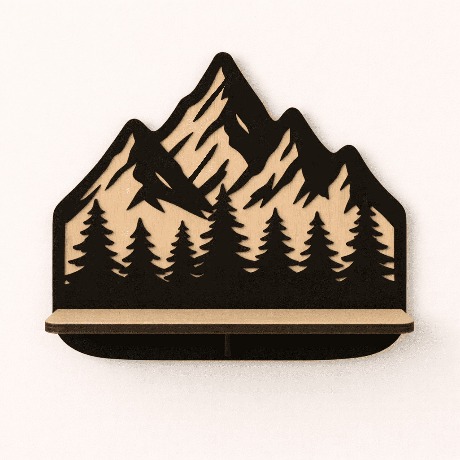 cnc wall shelf dxf file mountain forest wooden decor