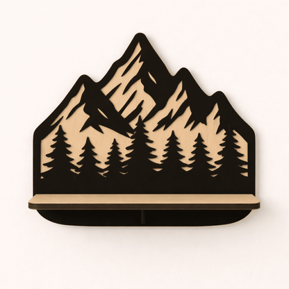 cnc wall shelf dxf file mountain forest wooden decor