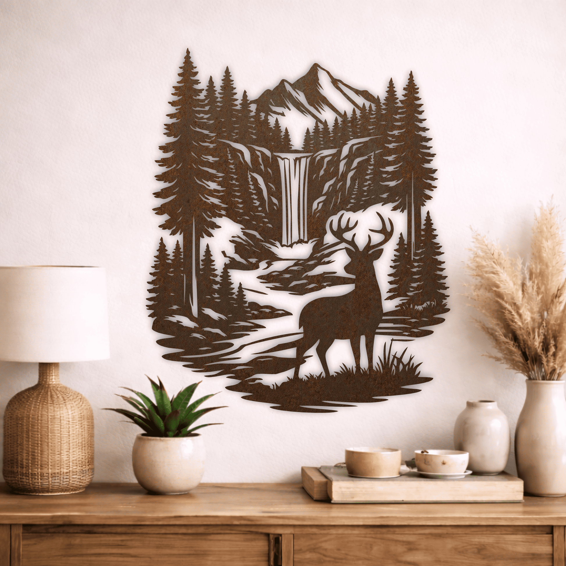 Deer mountain waterfall SVG design