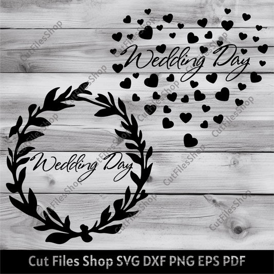 wedding day svg free, wedding cut files free, Cricut wedding projects, wedding vector images, svg for wedding, dxf for laser, cutting files, wedding day svg free, wedding day dxf, wedding day png, wedding card svg, T-shirt designs svg, Vector images for sticker making, heart svg