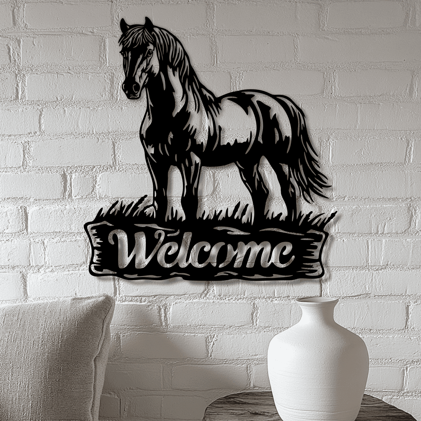 Horse Welcome DXF SVG for laser, CNC and plasma cutting