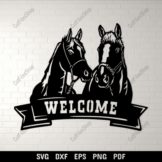 Horse Welcome Sign SVG DXF EPS PNG for Cricut, laser cutting, CNC and plasma