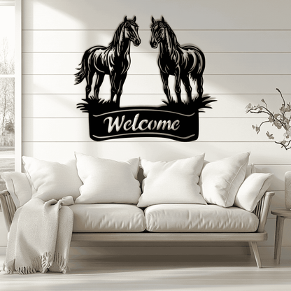 Horses Welcome DXF SVG for laser, CNC and plasma metal cutting