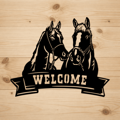 Western Horses Welcome DXF SVG for laser, CNC and plasma metal cutting