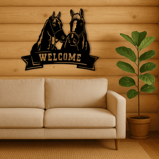 Horse welcome sign design SVG DXF for xTool, Silhouette and laser projects