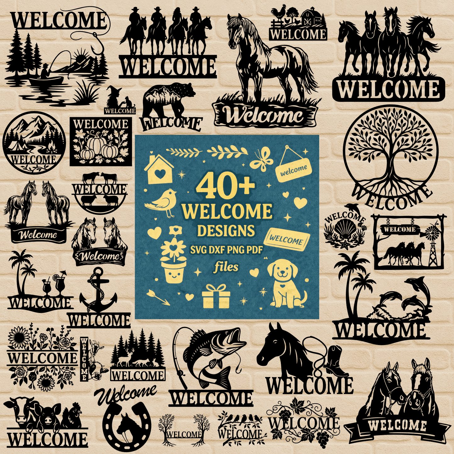 Welcome Sign SVG DXF EPS PNG bundle for Cricut, laser cutting, CNC and plasma