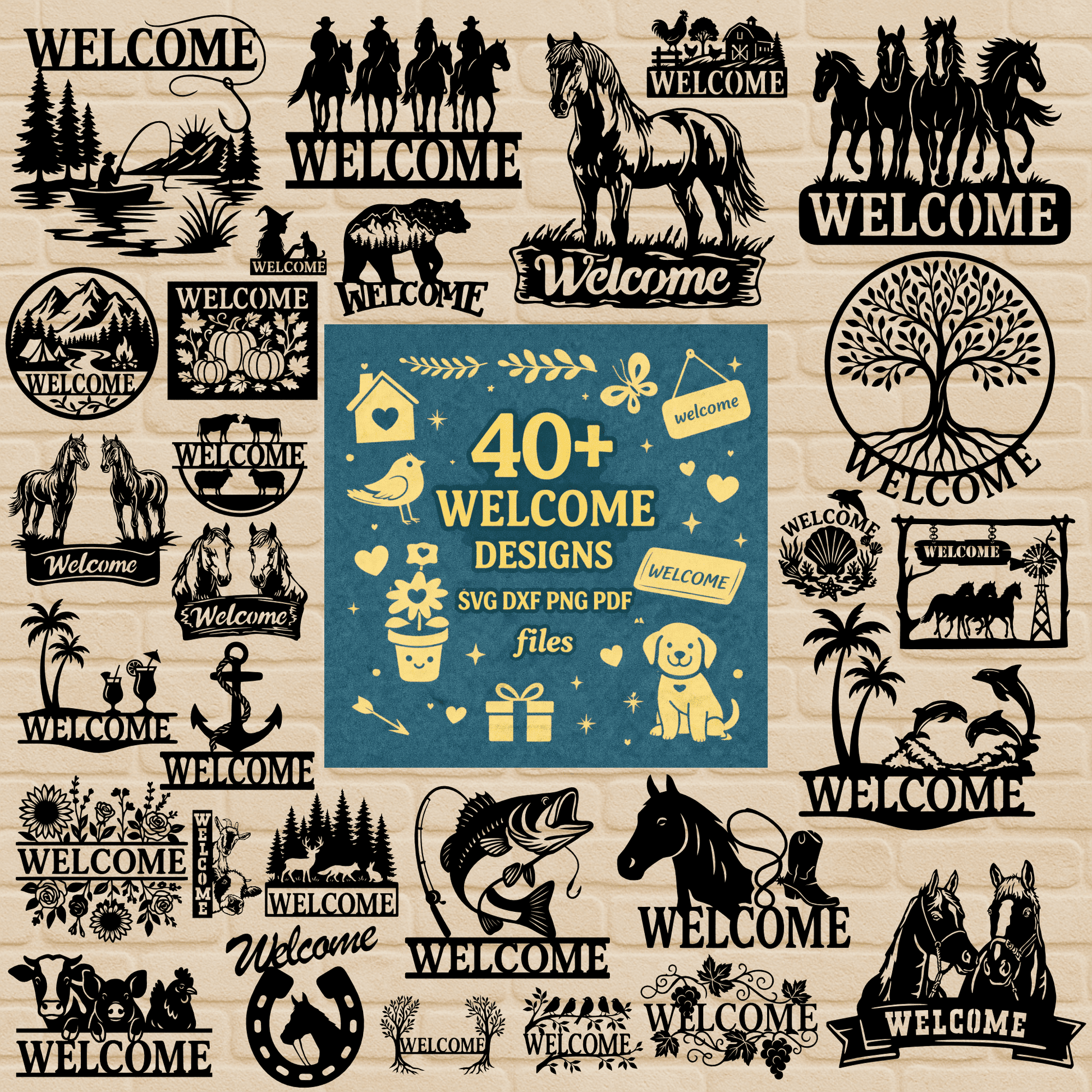 Welcome Sign SVG DXF EPS PNG bundle for Cricut, laser cutting, CNC and plasma