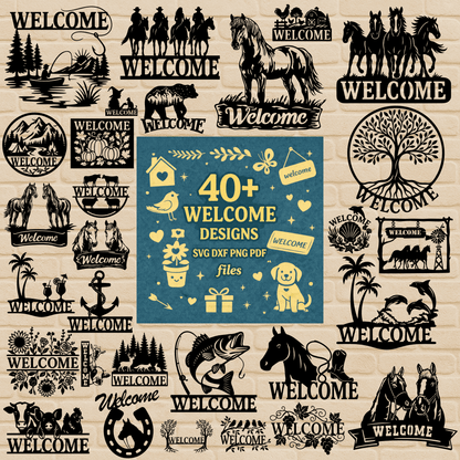 Welcome Sign SVG DXF EPS PNG bundle for Cricut, laser cutting, CNC and plasma