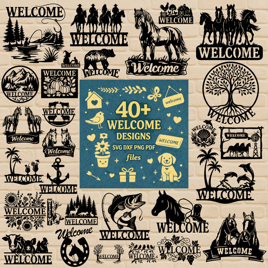 Welcome Sign SVG DXF EPS PNG bundle for Cricut, laser cutting, CNC and plasma