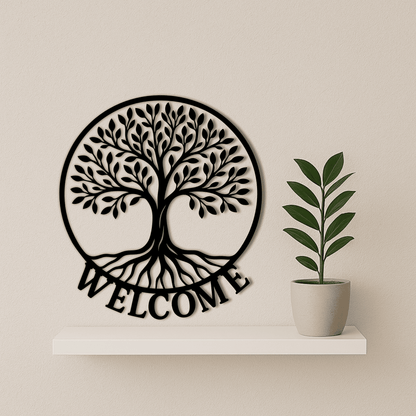Tree of life Welcome sign design bundle SVG DXF for xTool, Silhouette and laser projects