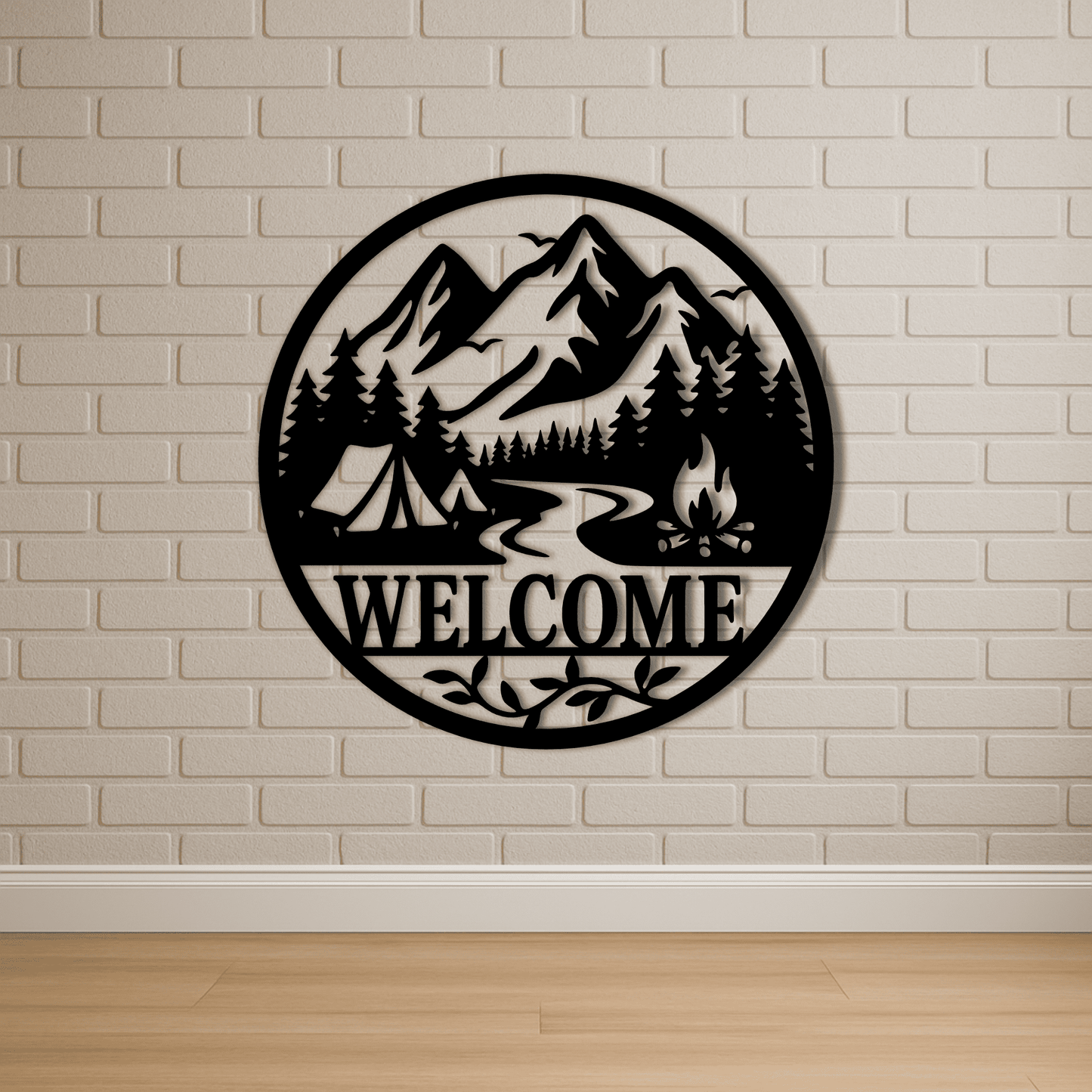 Camping welcome sign vector EPS for beach house décor