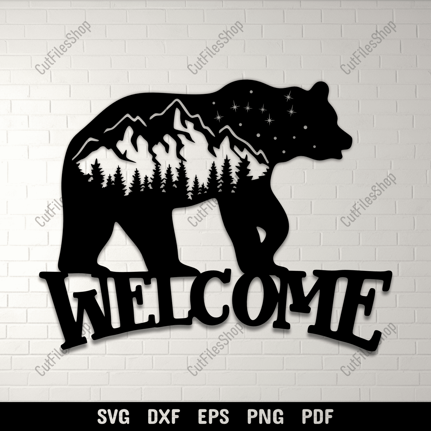 Bear Welcome Sign SVG DXF EPS PNG for Cricut, laser cutting, CNC and plasma