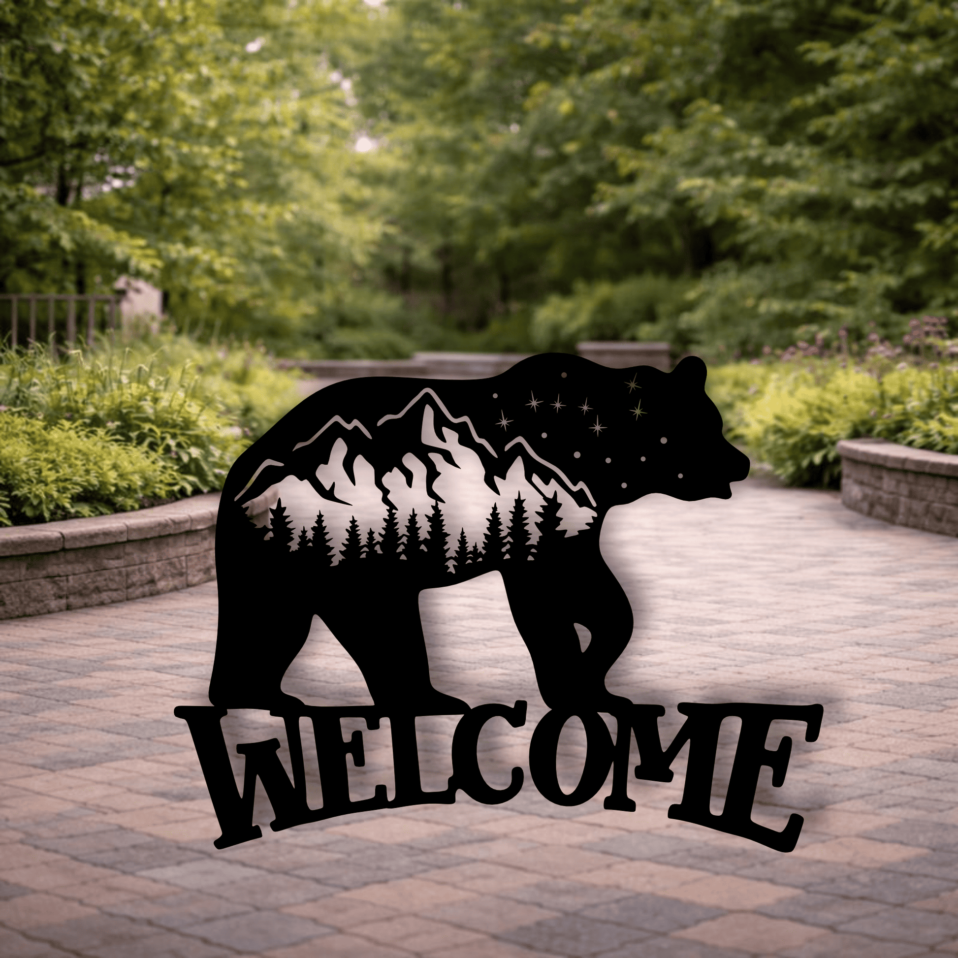 Bear welcome sign design SVG DXF for xTool, Silhouette and laser projects