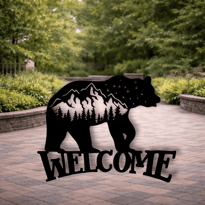 Bear Nature Welcome SVG DXF files for CNC