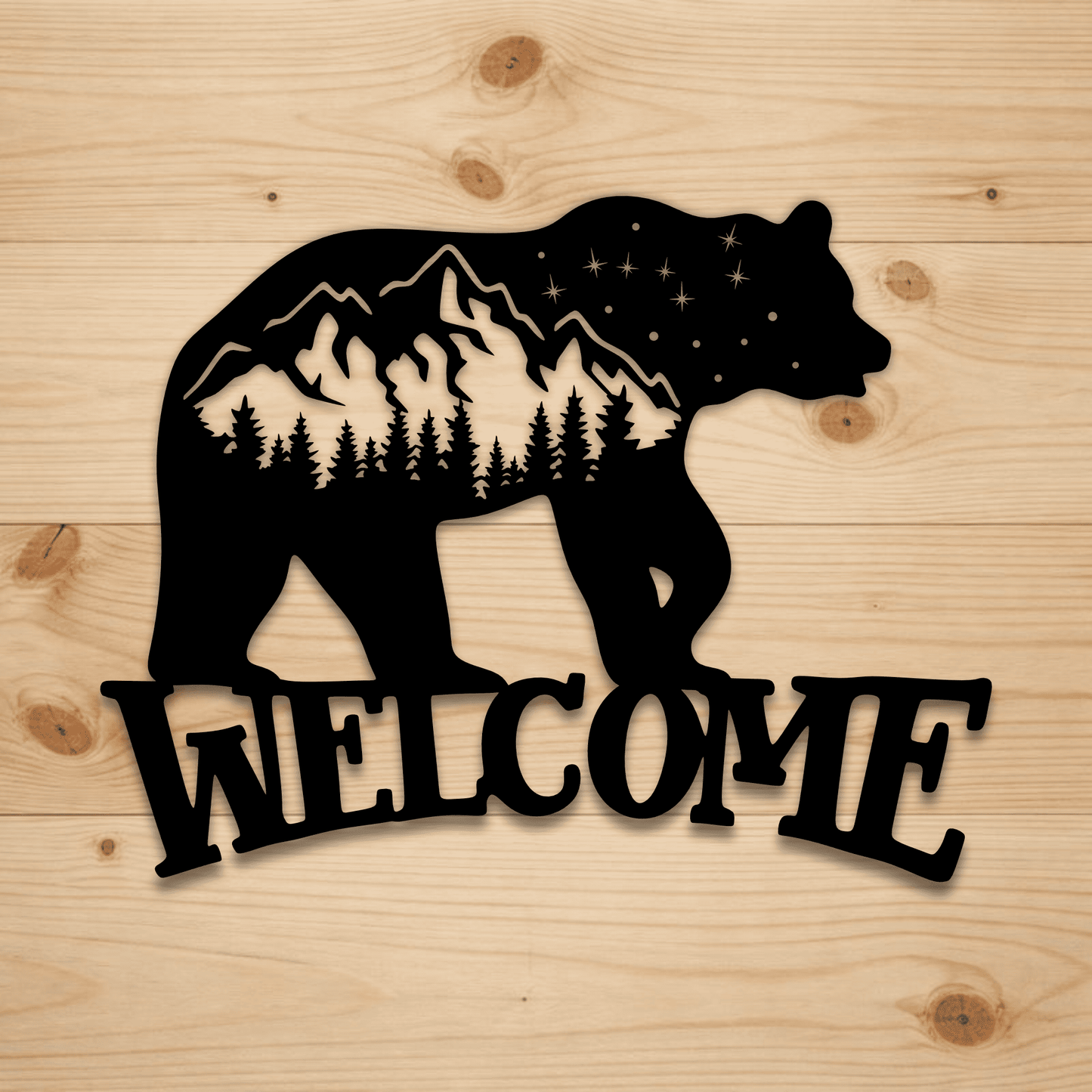 Cabin bear welcome sign SVG PNG for CNC plasma metal signs