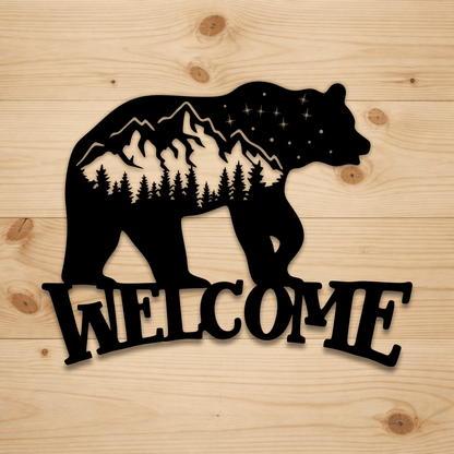 Cabin bear welcome sign SVG PNG for CNC plasma metal signs