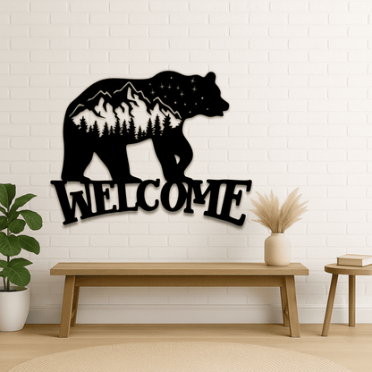 Bear Welcome Sign SVG DXF EPS for CNC, plasma cutting and outdoor decor