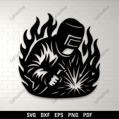 Welder SVG DXF PNG for CNC laser cutting