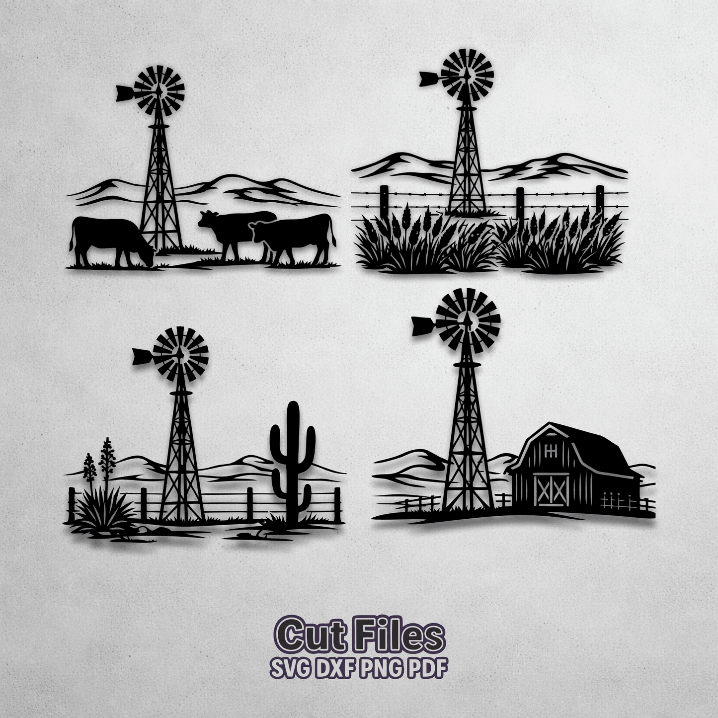 Farm windmill SVG bundle for laser cutting