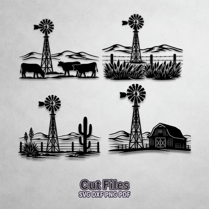 Farm windmill SVG bundle for laser cutting