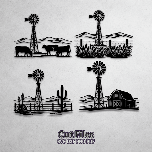 Farm windmill SVG bundle for laser cutting
