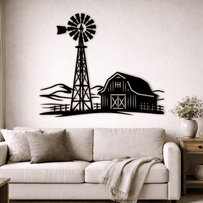 Farmhouse windmill wall art vector