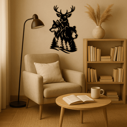 Animal trio SVG DXF PNG for plasma and wall art