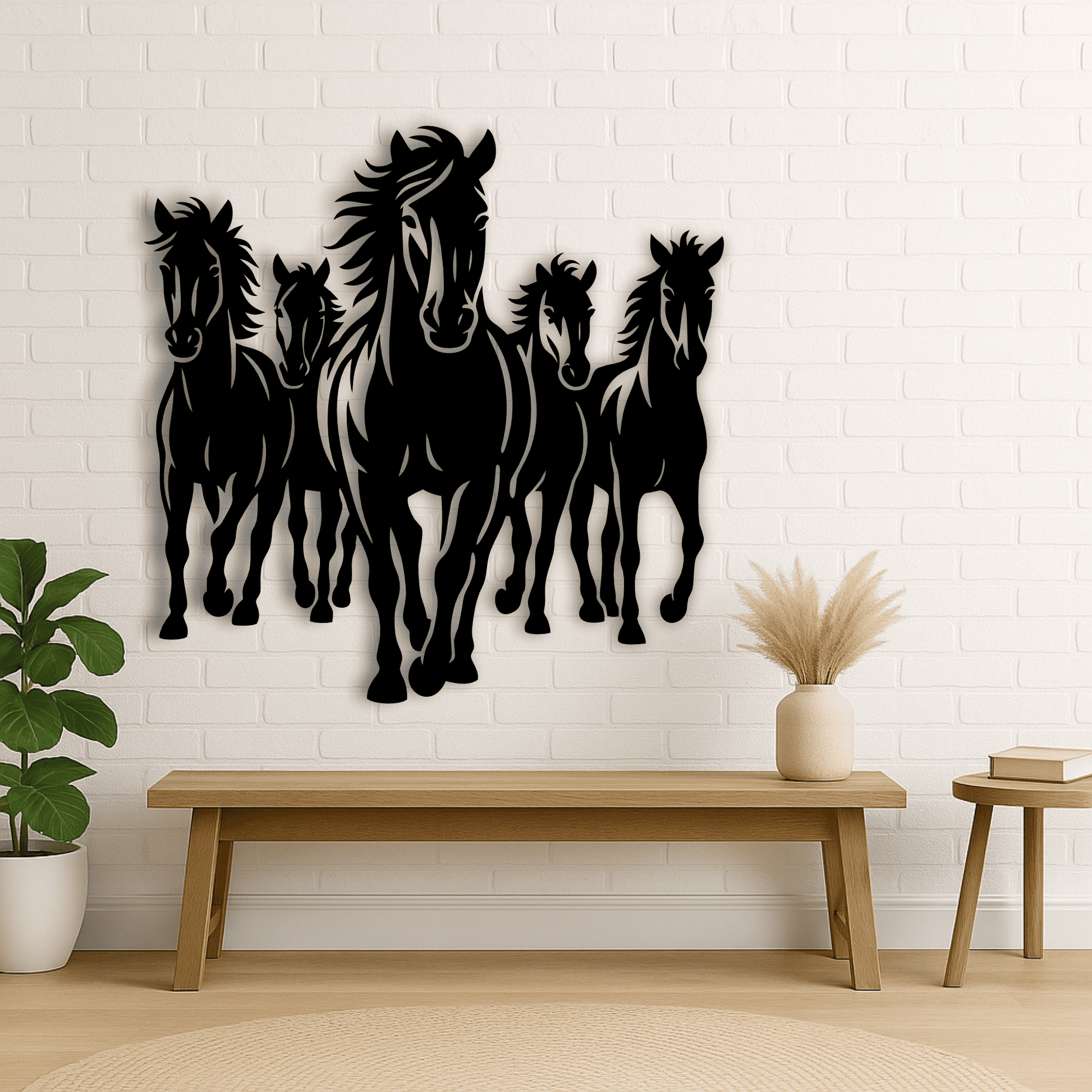 Galloping horses vector EPS for rustic wall décor