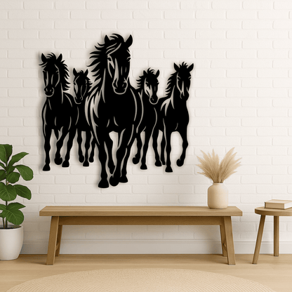 Galloping horses vector EPS for rustic wall décor