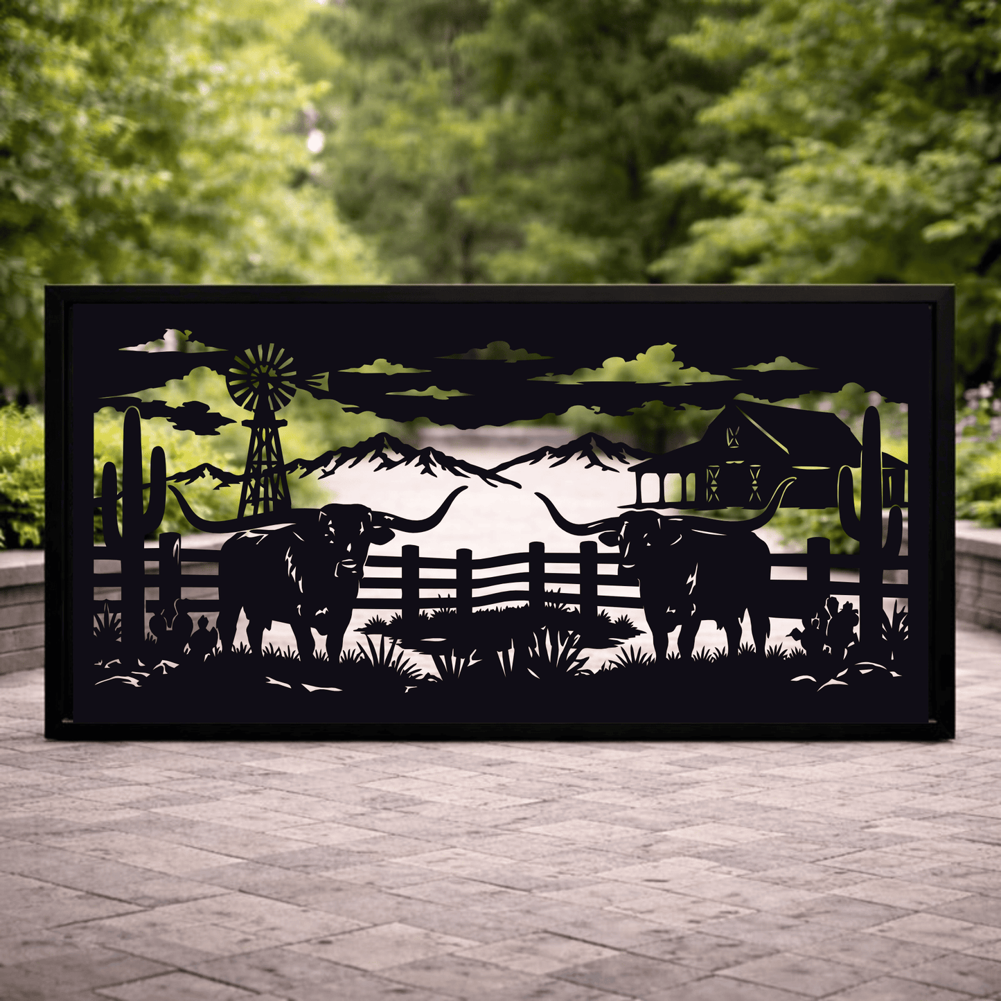 CNC plasma and laser cut wildlife decorative panels with forest landscape vector files