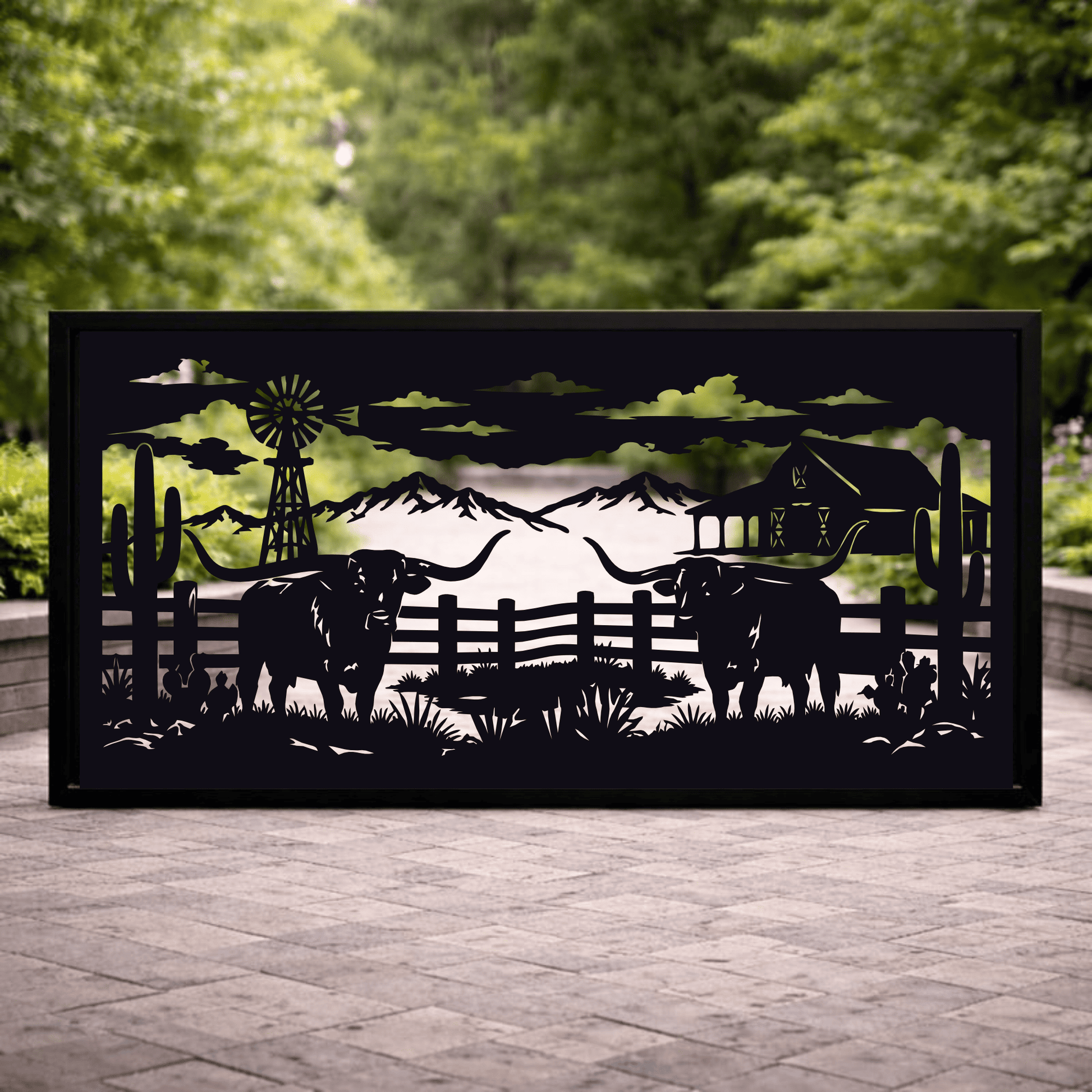 CNC plasma and laser cut wildlife decorative panels with forest landscape vector files