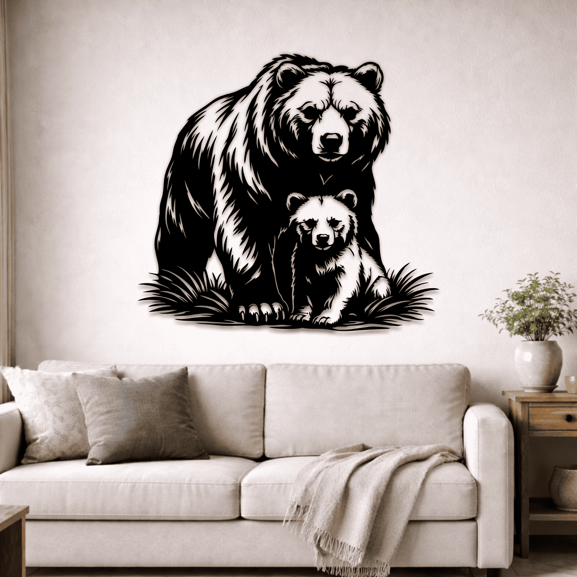 Bear and cub SVG EPS for laser engraving projects