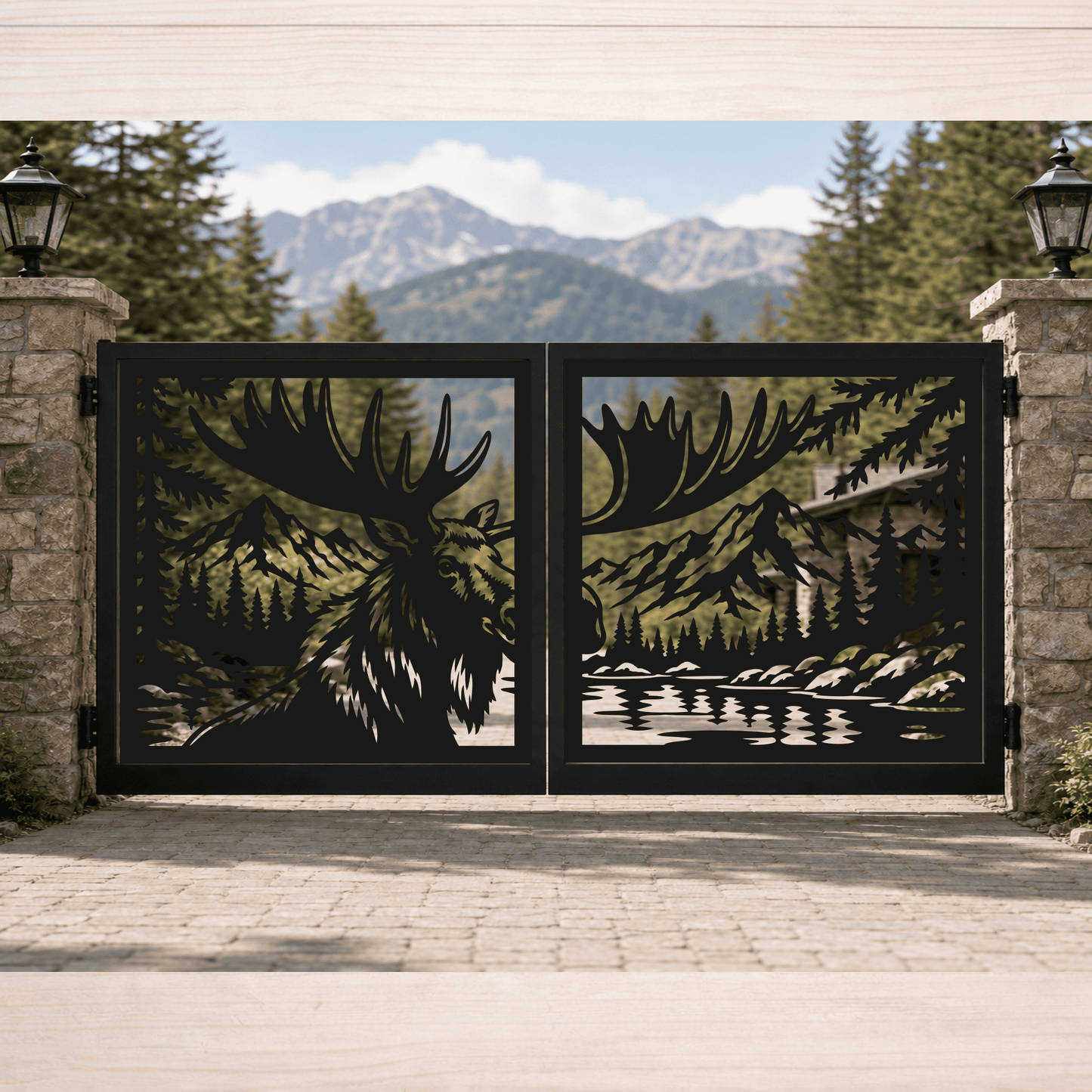 Metal driveway gate DXF file for CNC plasma, laser and waterjet cutting