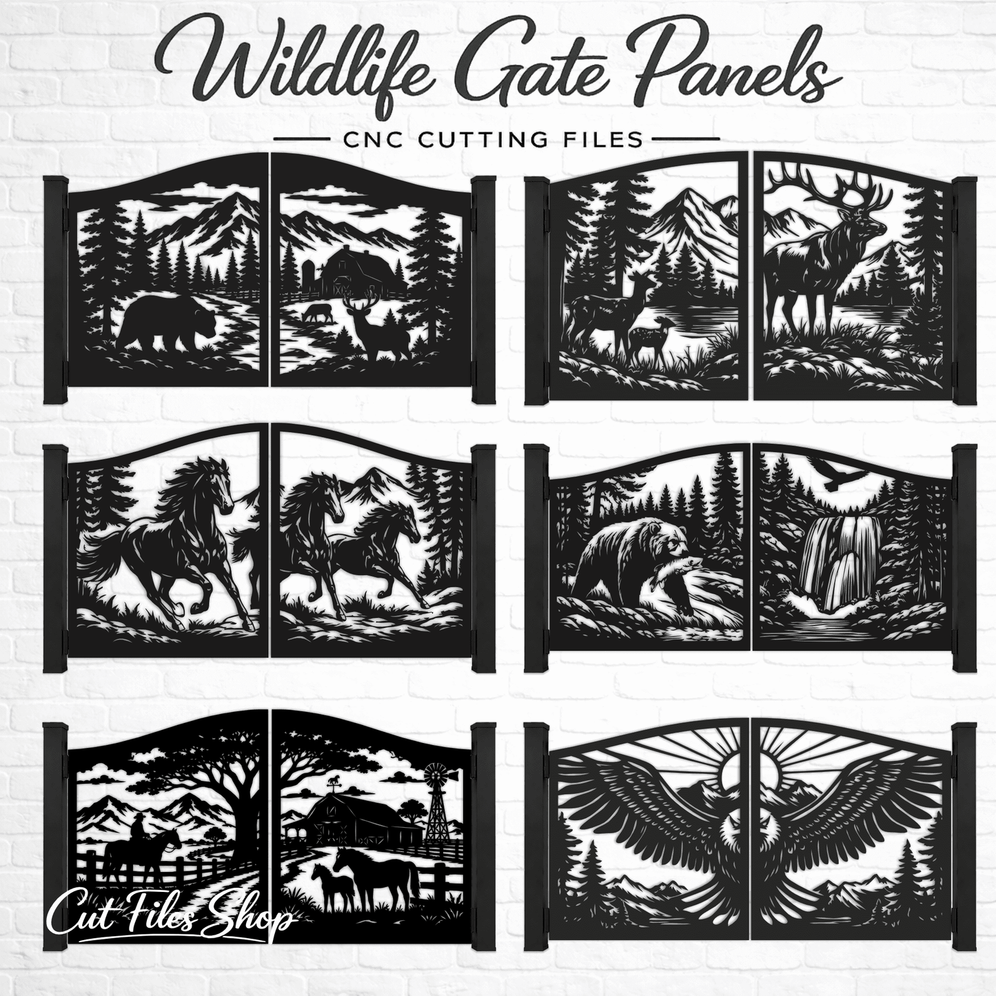 Wildlife gate panels SVG DXF bundle for CNC plasma cutting