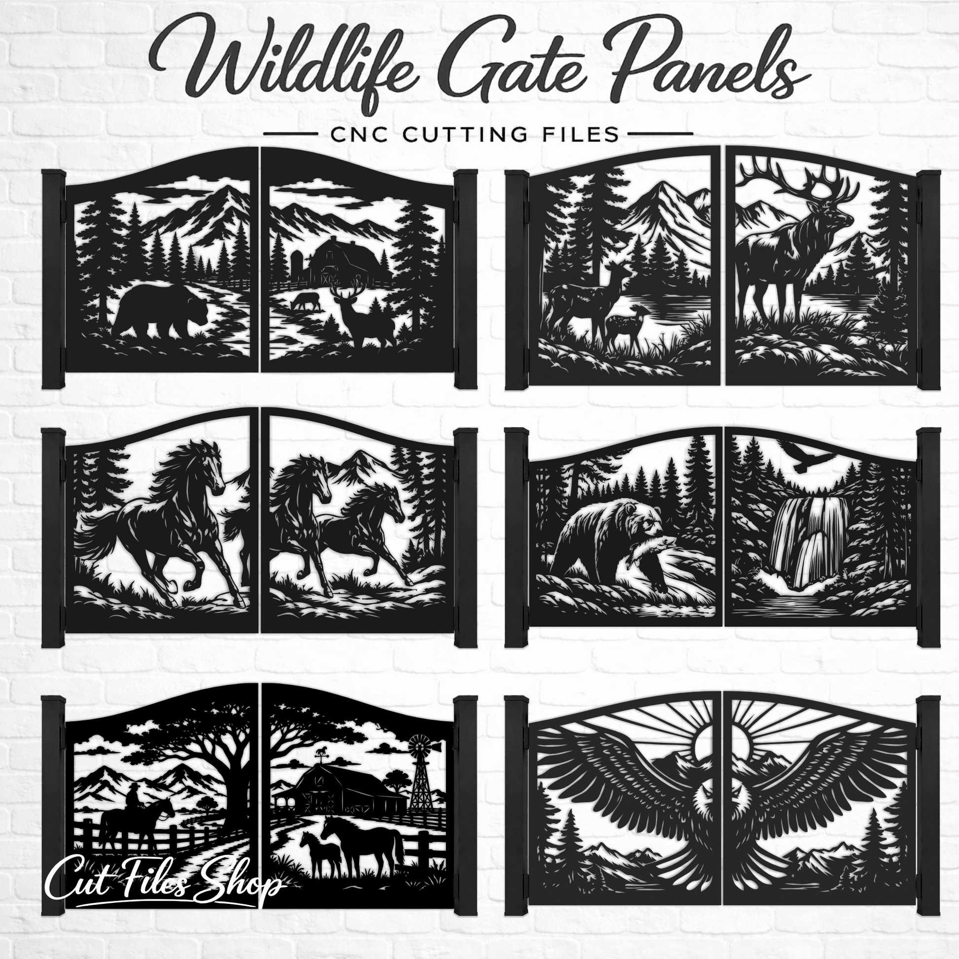 Wildlife gate panels SVG DXF bundle for CNC plasma cutting