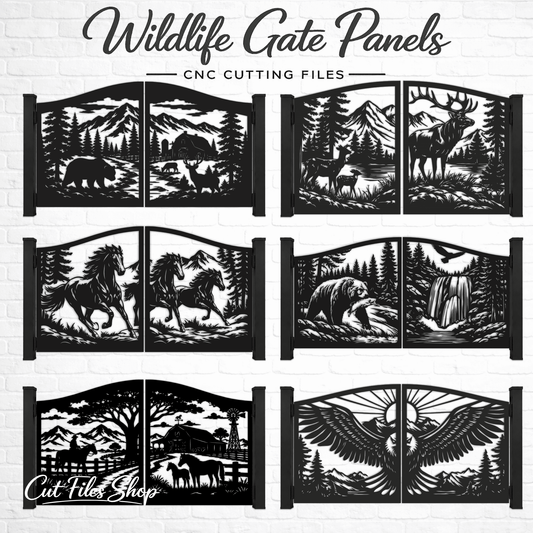 Wildlife gate panels SVG DXF bundle for CNC plasma cutting