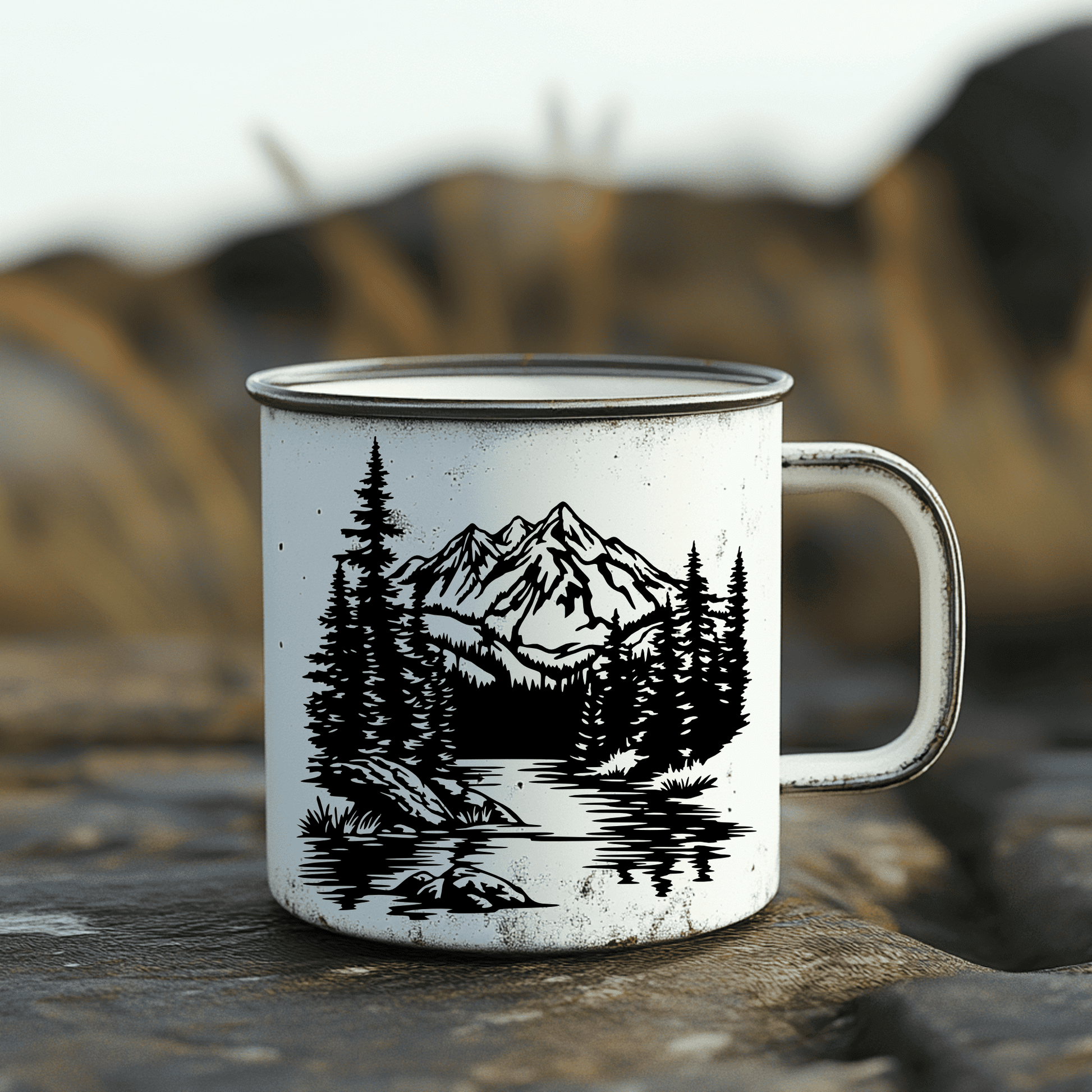 Mountains Scene DXF for CNC, Laser Cut Files, SVG for Cricut & DIY Mug design