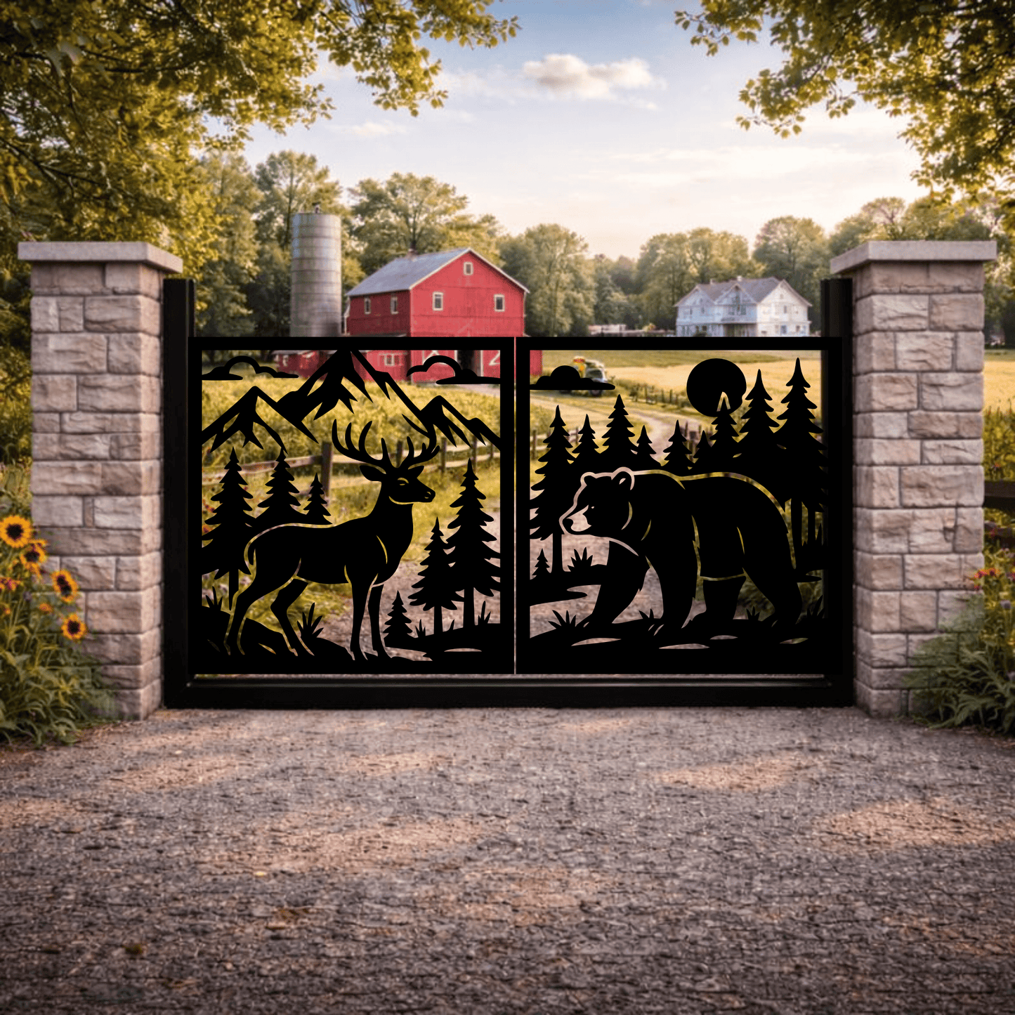 Bear Deer Wildlife square panels SVG PNG for CNC plasma and rustic wall decor